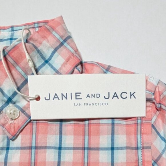 Janie and Jack Plaid Shirt Button Down Boys 4 100% Cotton Preppy Windowpane - Picture 9 of 9